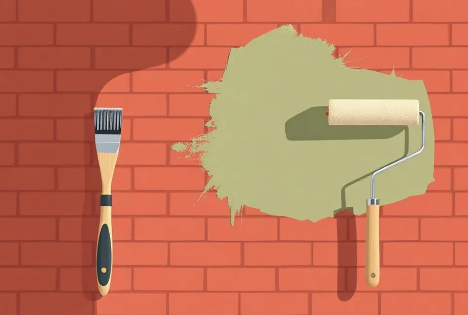 Outils de peinture disposés dans l'ordre des étapes du chantier